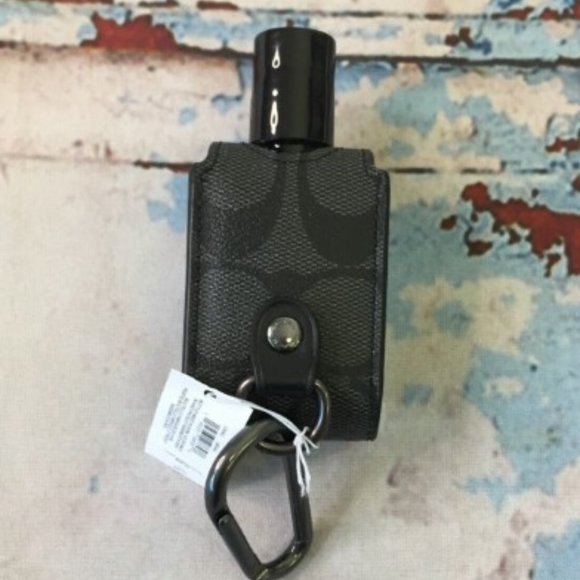 Coach Hand Sanitizer Holder in Signature Canvas Gray/Black